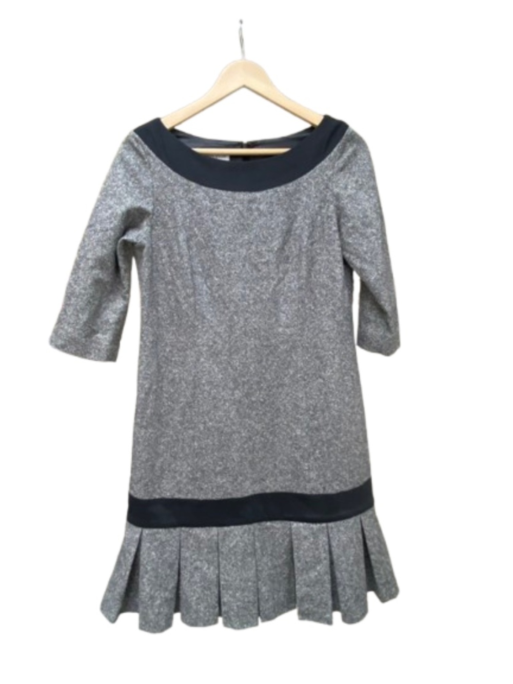 Vintage Pendleton Gray Tweed Drop-Waist Dress with Pleated Hem